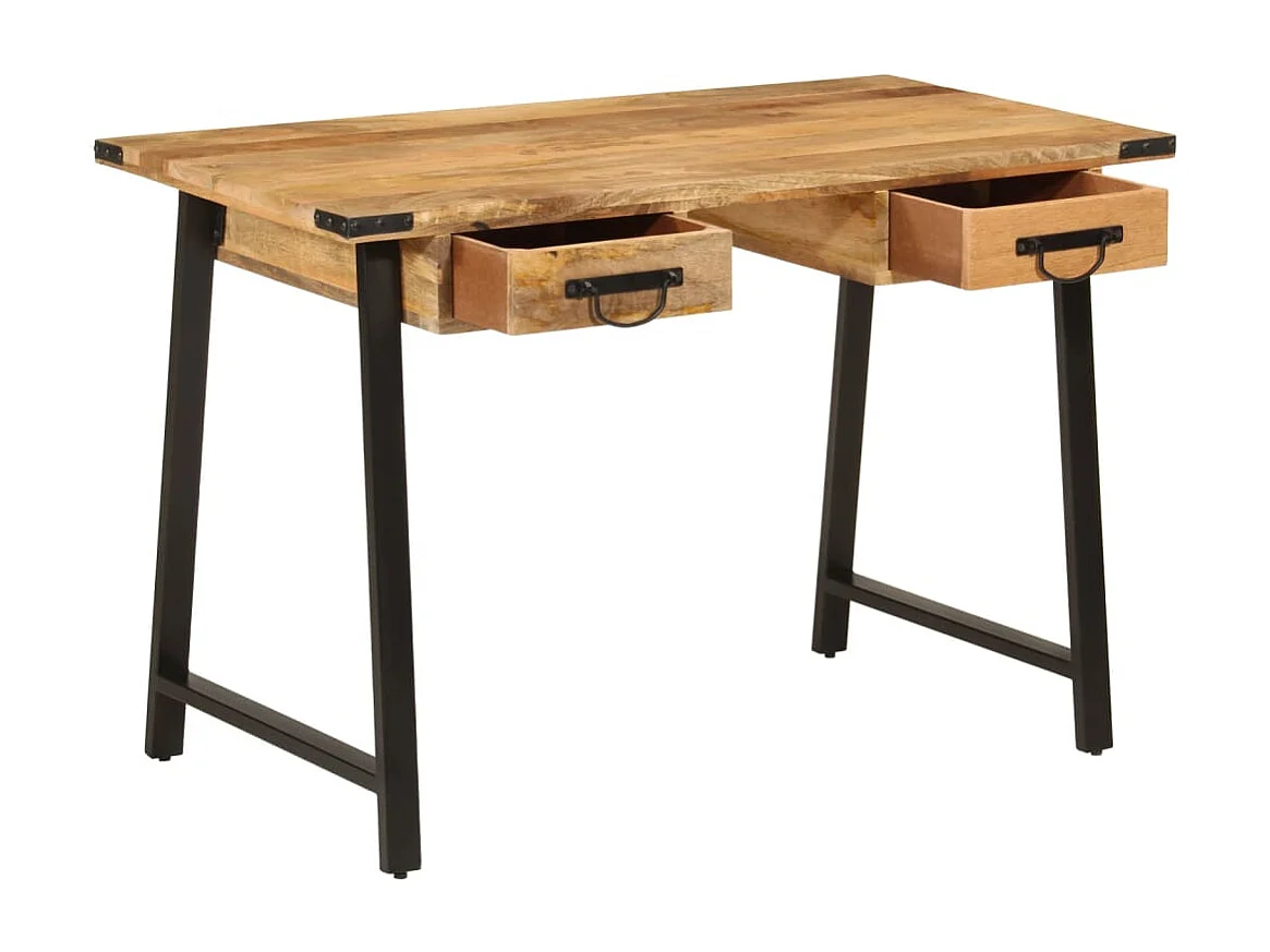 Bureau avec tiroirs 105x55x70 cm bois de manguier massif et fer