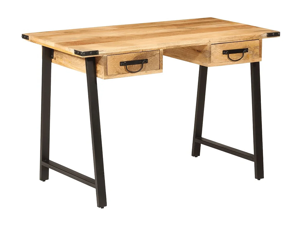 Bureau avec tiroirs 105x55x70 cm bois de manguier massif et fer