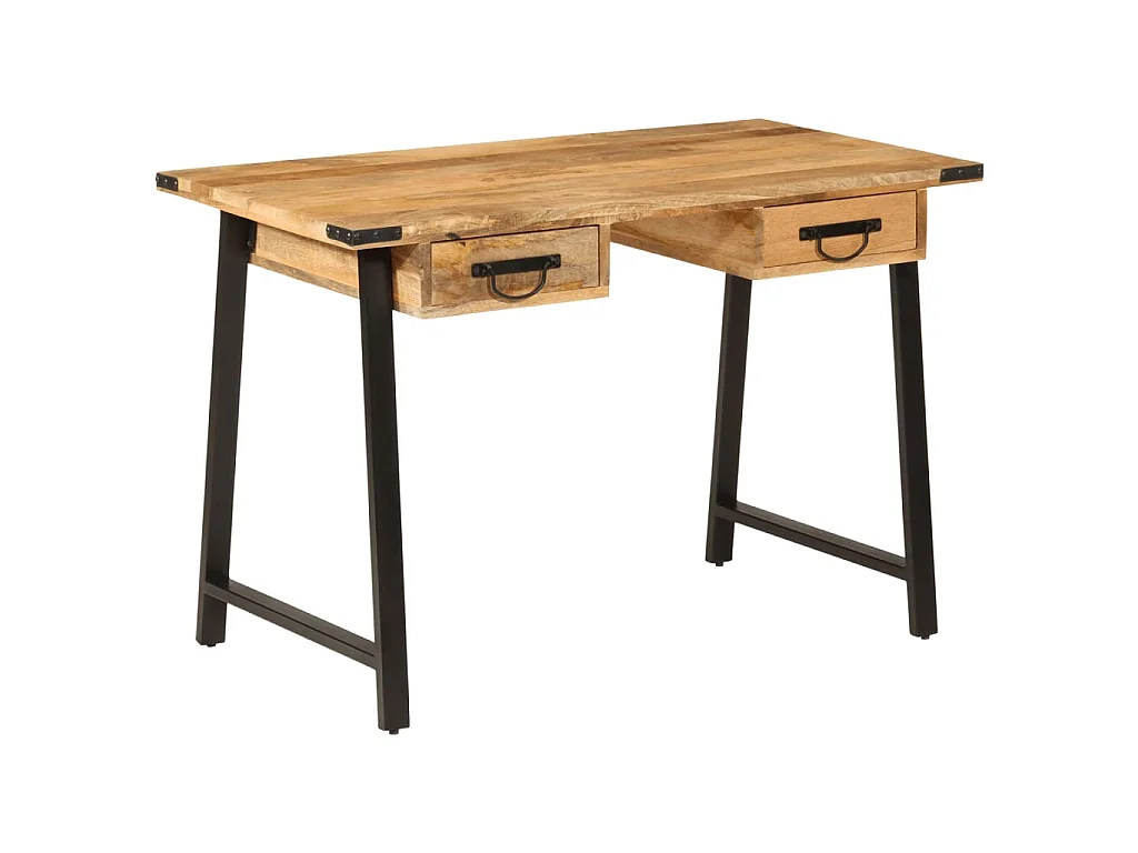 Scrivania con Cassetti 105x55x70 cm Legno Massello Mango Ferro