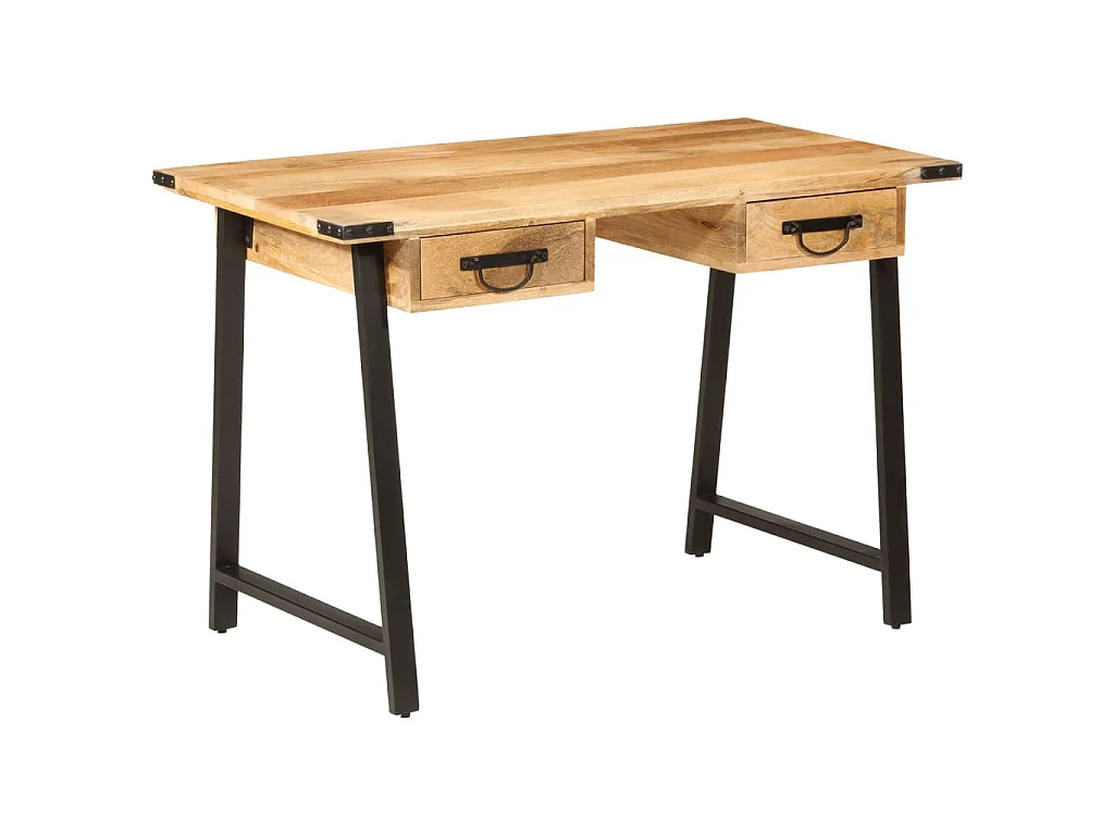 Scrivania con Cassetti 105x55x70 cm Legno Massello Mango Ferro