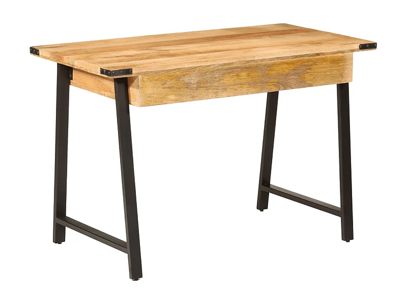 Escritorio con cajones madera mango maciza y hierro 105x55x70cm