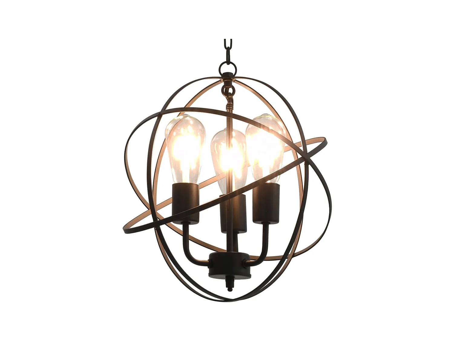 Hängelampe Schwarz Kugel 3 x E27-Fassung