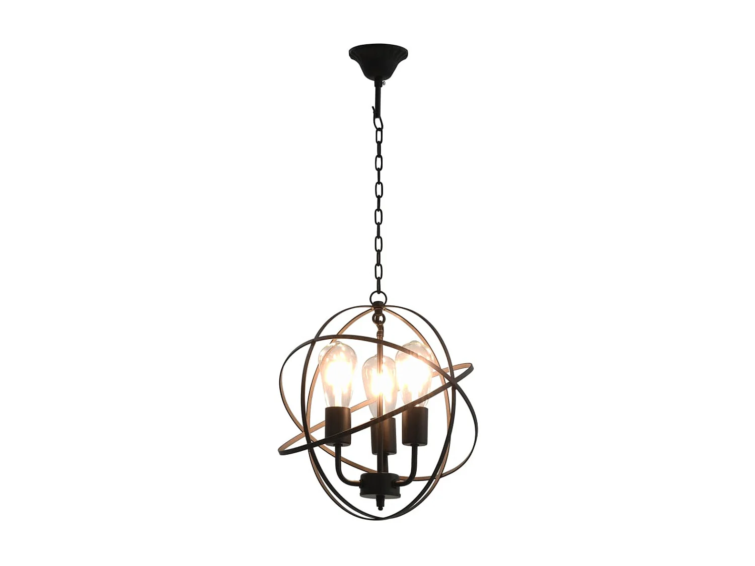 Hängelampe Schwarz Kugel 3 x E27-Fassung
