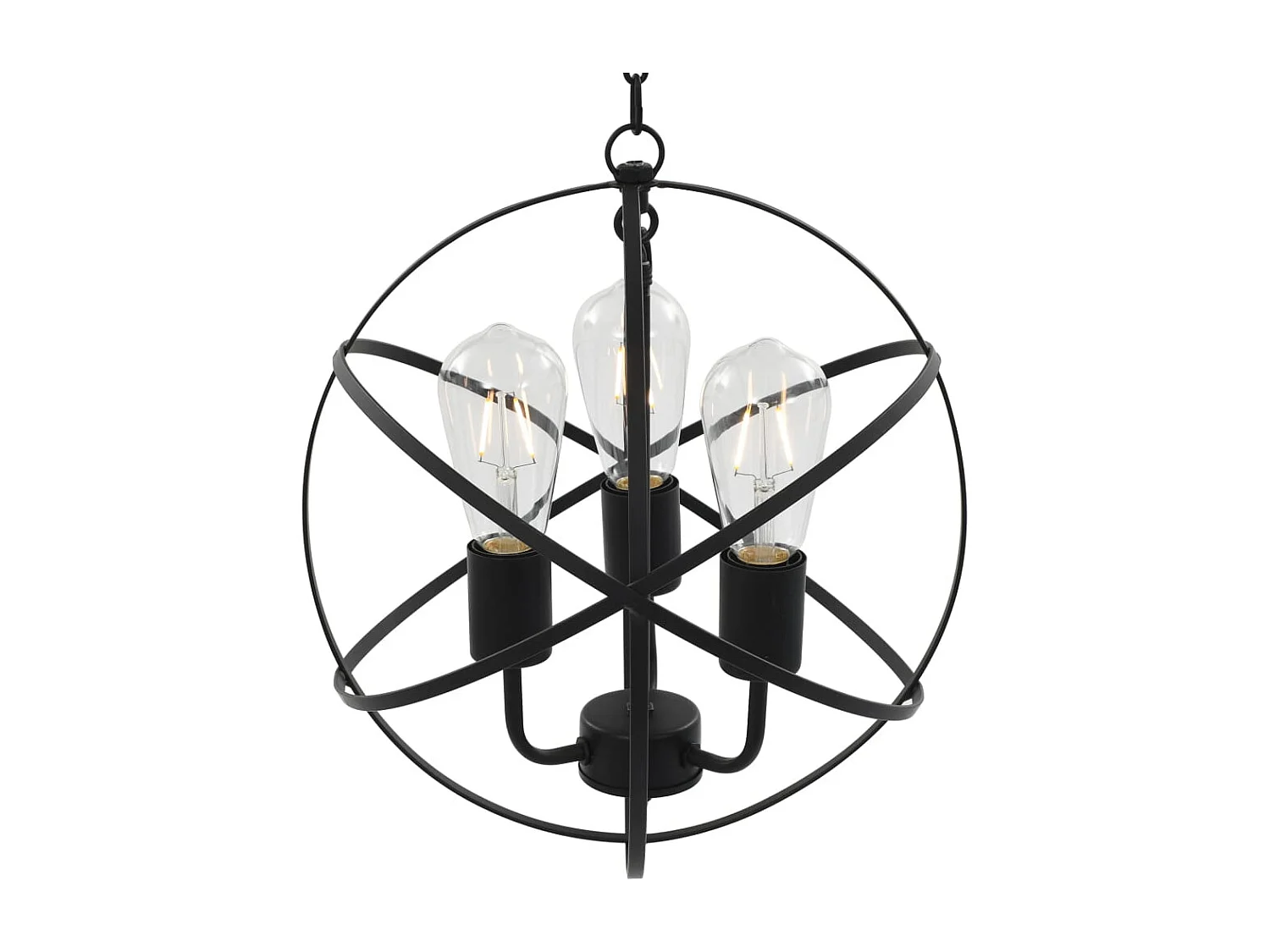 Hängelampe Schwarz Kugel 3 x E27-Fassung