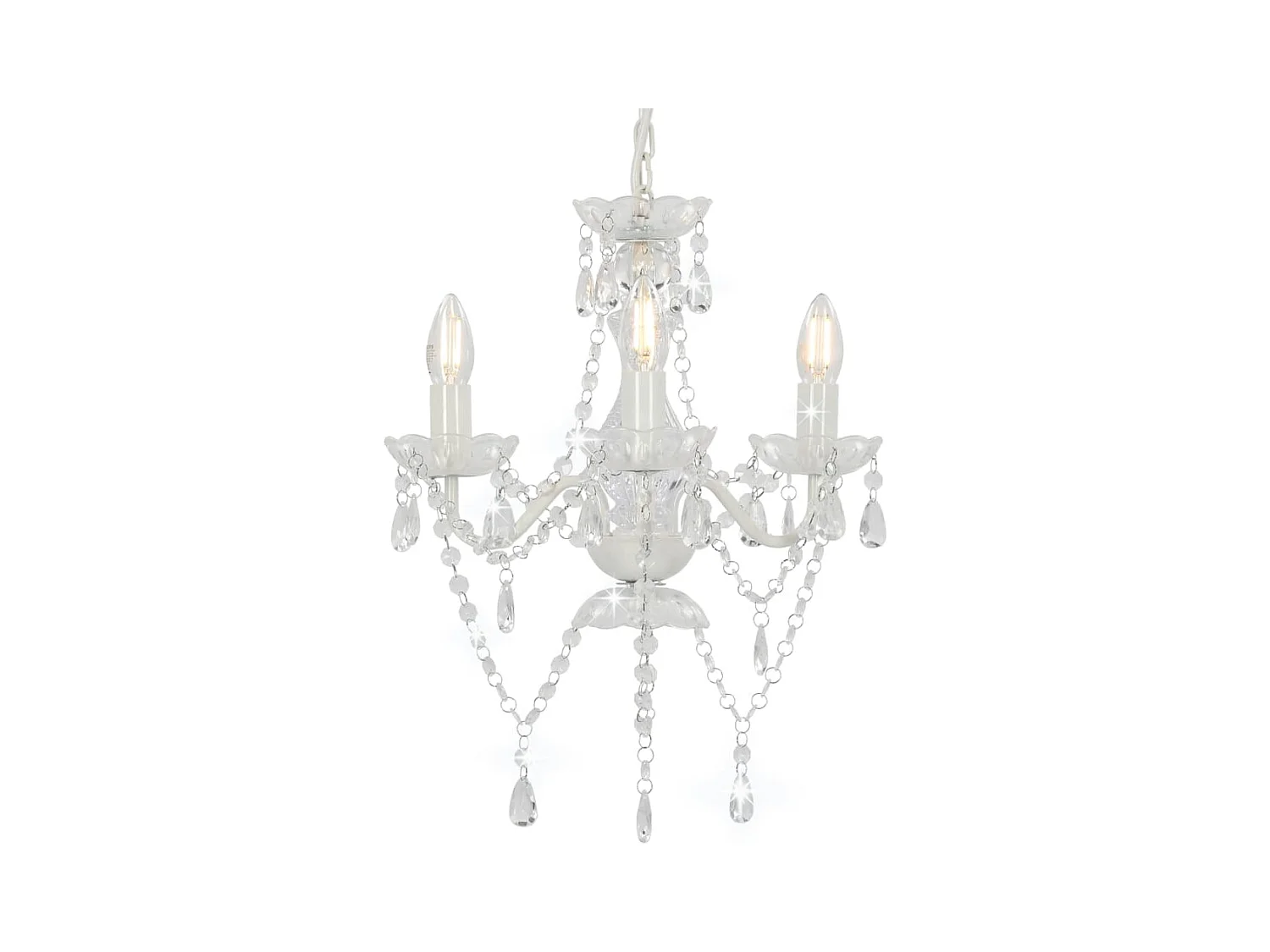 Lámpara de araña con cuentas plateado redonda 3 x E14