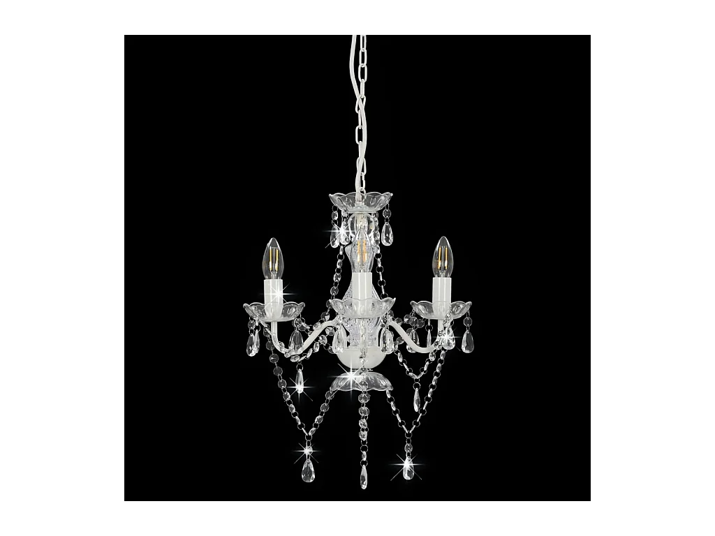 Lámpara de araña con cuentas plateado redonda 3 x E14