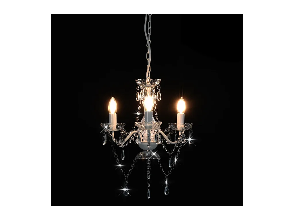 Lámpara de araña con cuentas plateado redonda 3 x E14