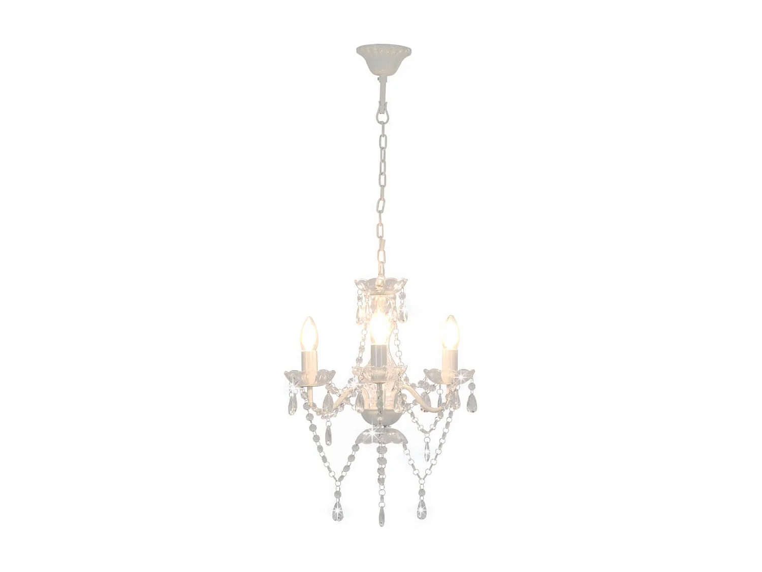 Lustre Redondo Elegante 3 Braços E14 Branco com Contas Brilhantes