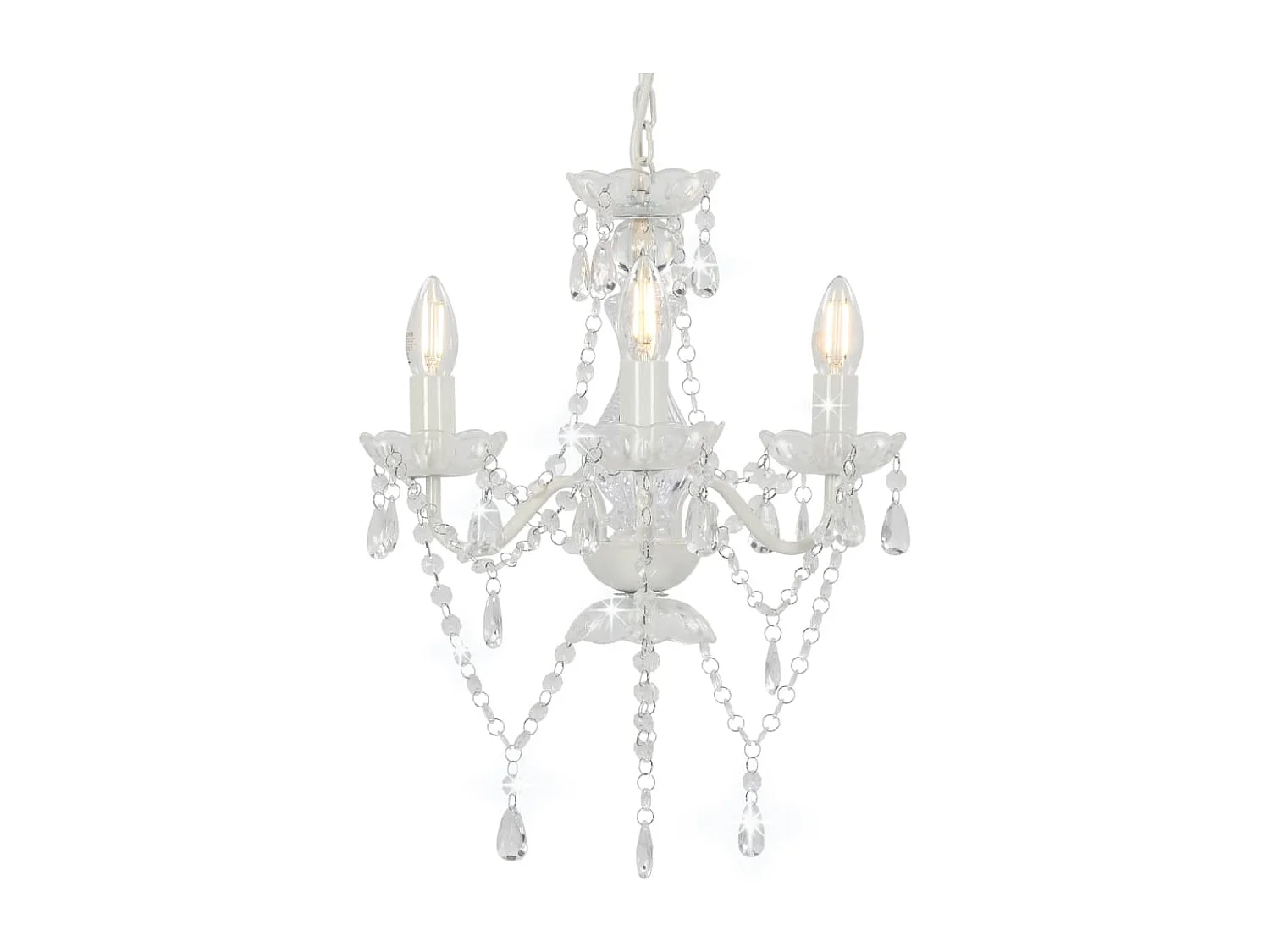 vidaXL Lustre avec perles Blanc Rond 3 x E14