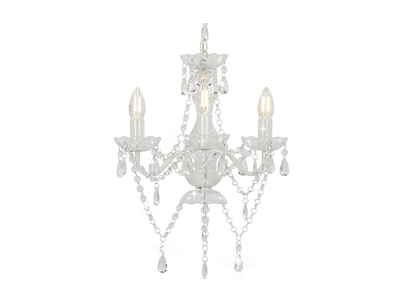 Lustre avec perles Blanc Rond 3 x E14