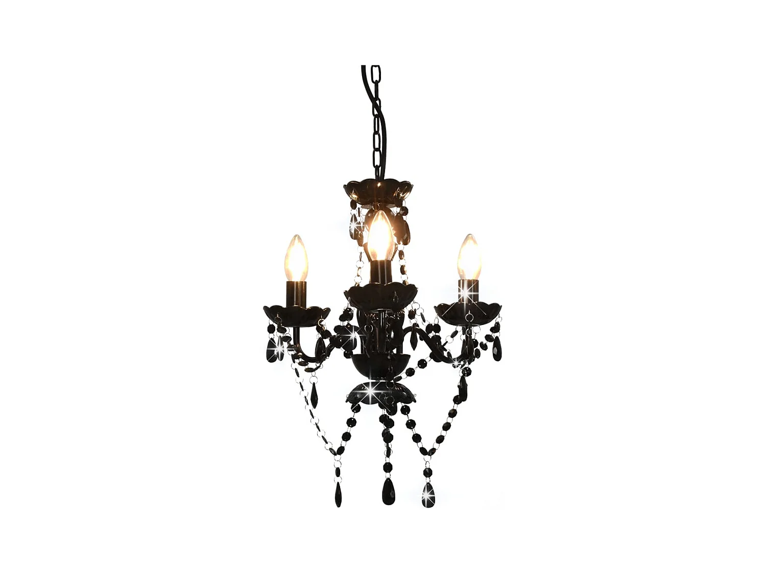 Lustre avec perles Noir Rond 3 x E14
