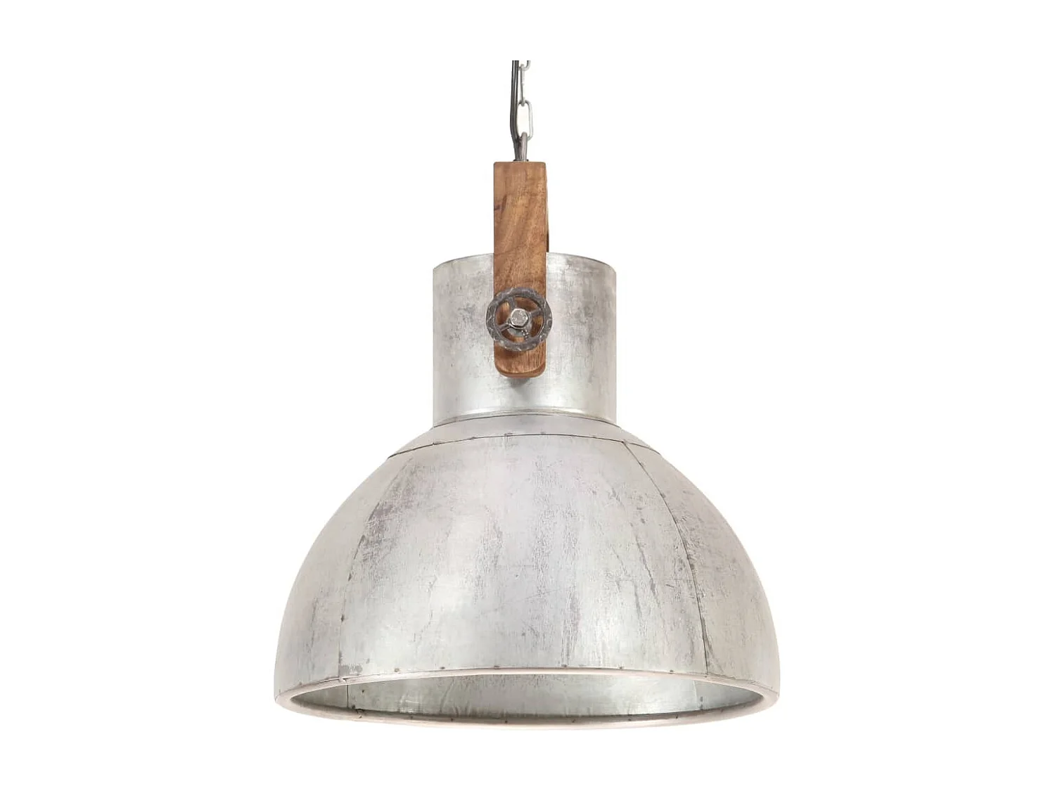 Candeeiro Suspenso Industrial Redondo Prateado 25W com Abajur de 40 cm