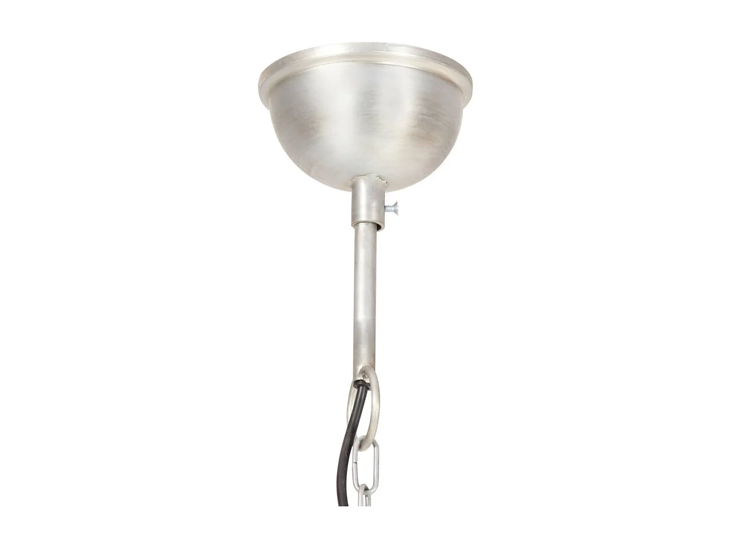 Candeeiro Suspenso Industrial Redondo Prateado 25W com Abajur de 40 cm