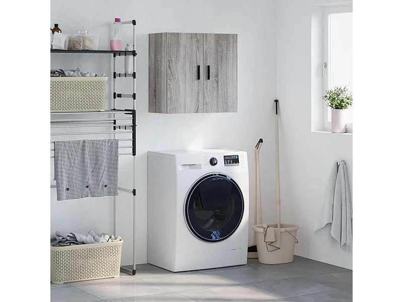 Armário de parede 60x31x60 cm derivados madeira cinzento sonoma