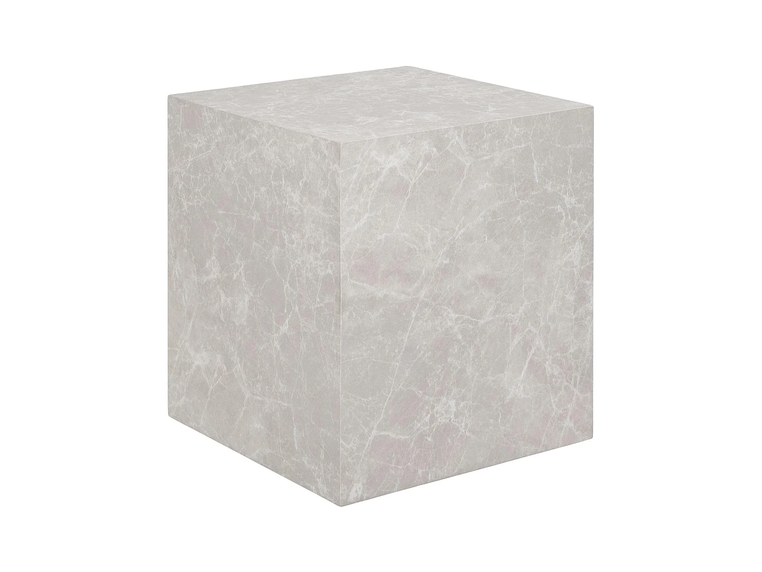 Bout de canapé cube - effet marbre beige, design contemporain TRINITE
