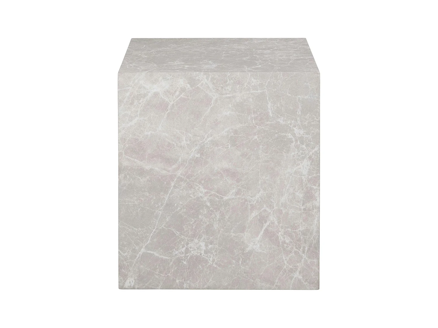 Bout de canapé cube - effet marbre beige, design contemporain TRINITE