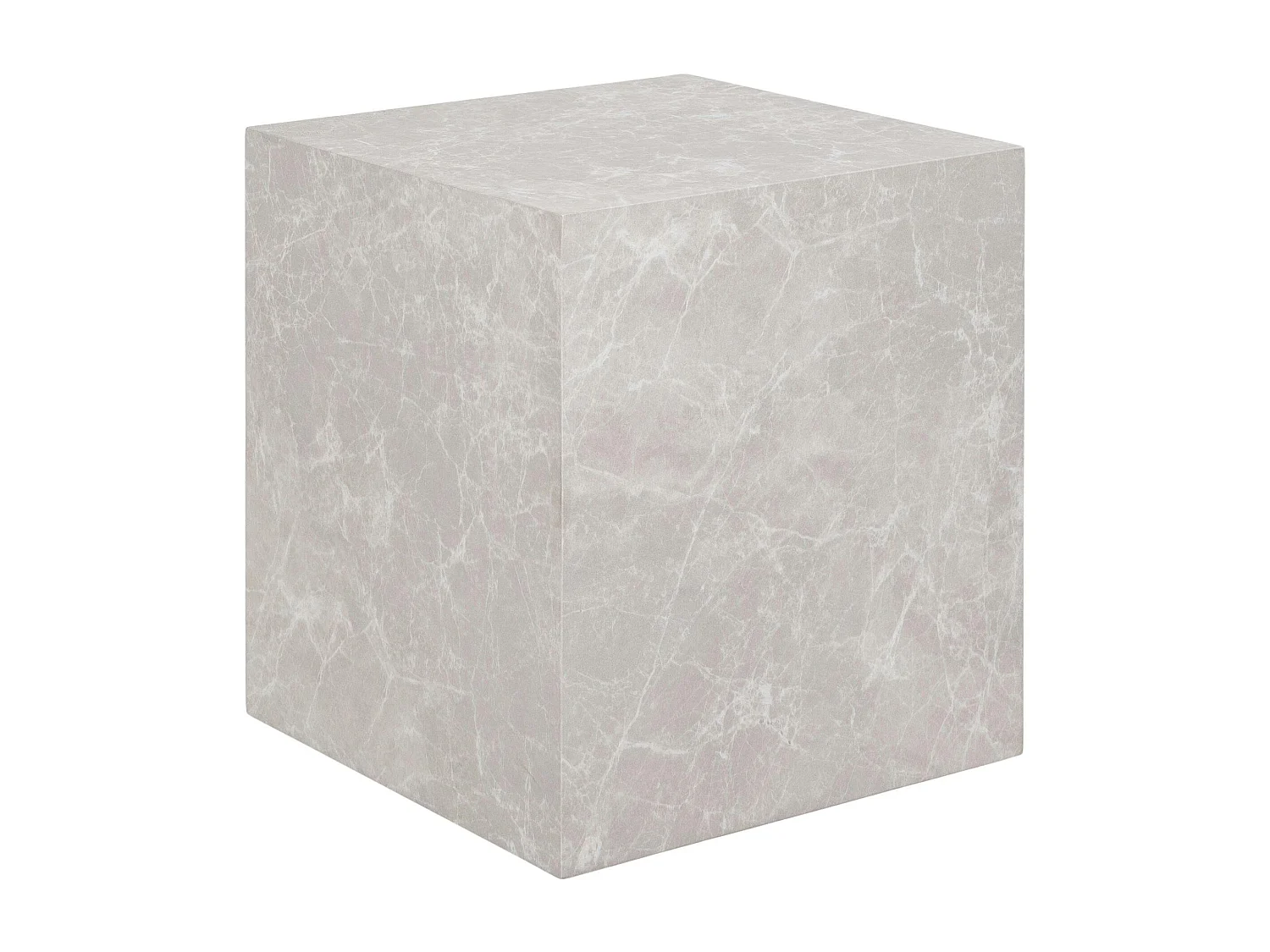 Bout de canapé cube - effet marbre beige, design contemporain TRINITE