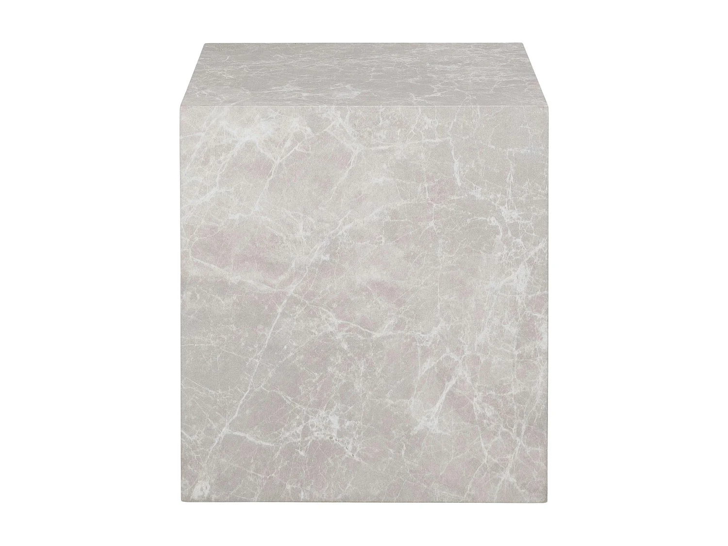 Bout de canapé cube - effet marbre beige, design contemporain TRINITE