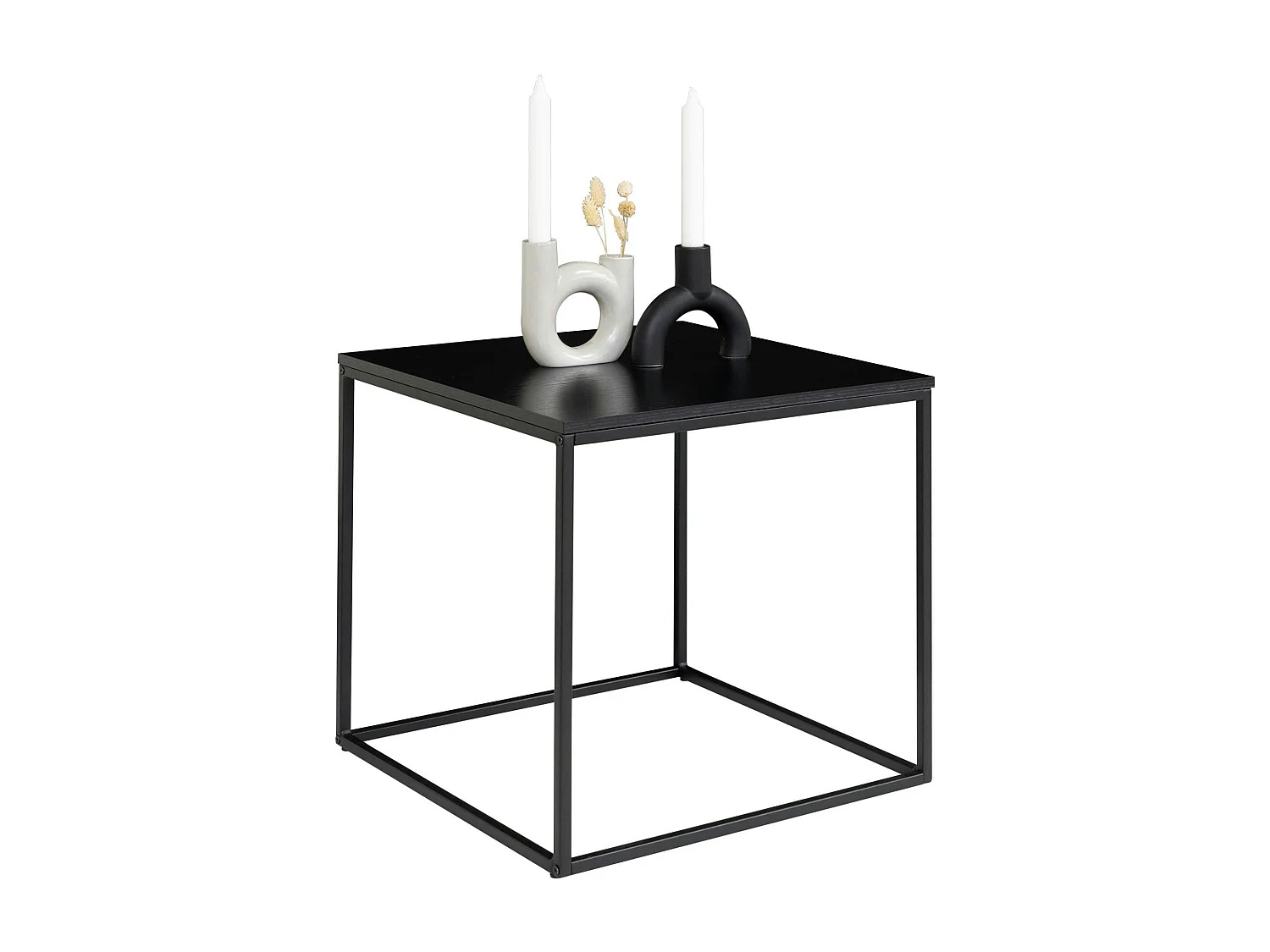 Bout de canapé minimaliste noir - forme cube design TALLINN