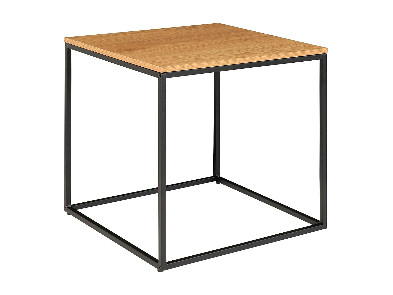 Bout de canapé cube noir - plateau effet chêne clair TALLINN