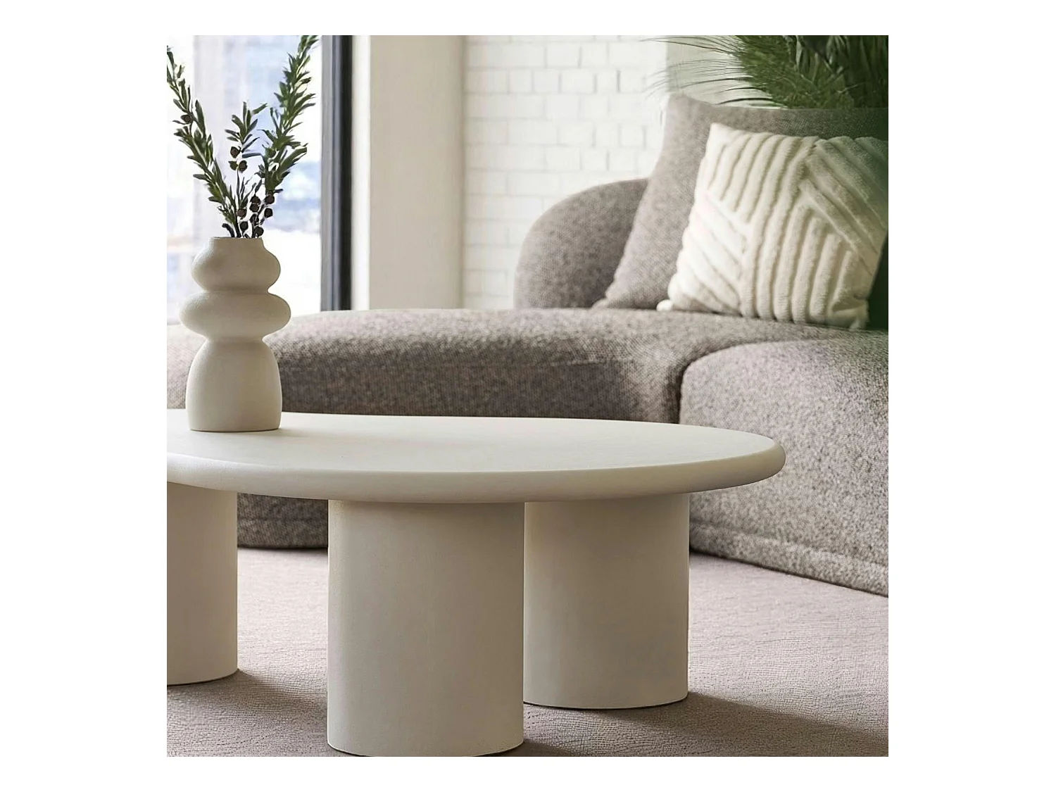 Canapé 4 places arrondi - marron, méridienne gauche BERLIN