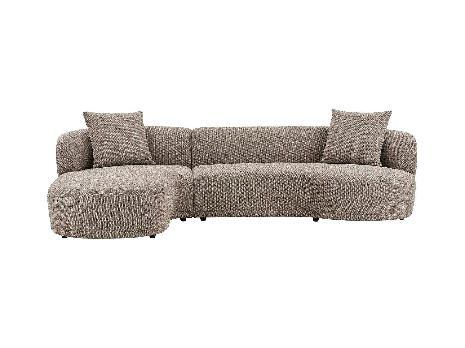 Canapé 4 places arrondi - marron, méridienne gauche BERLIN