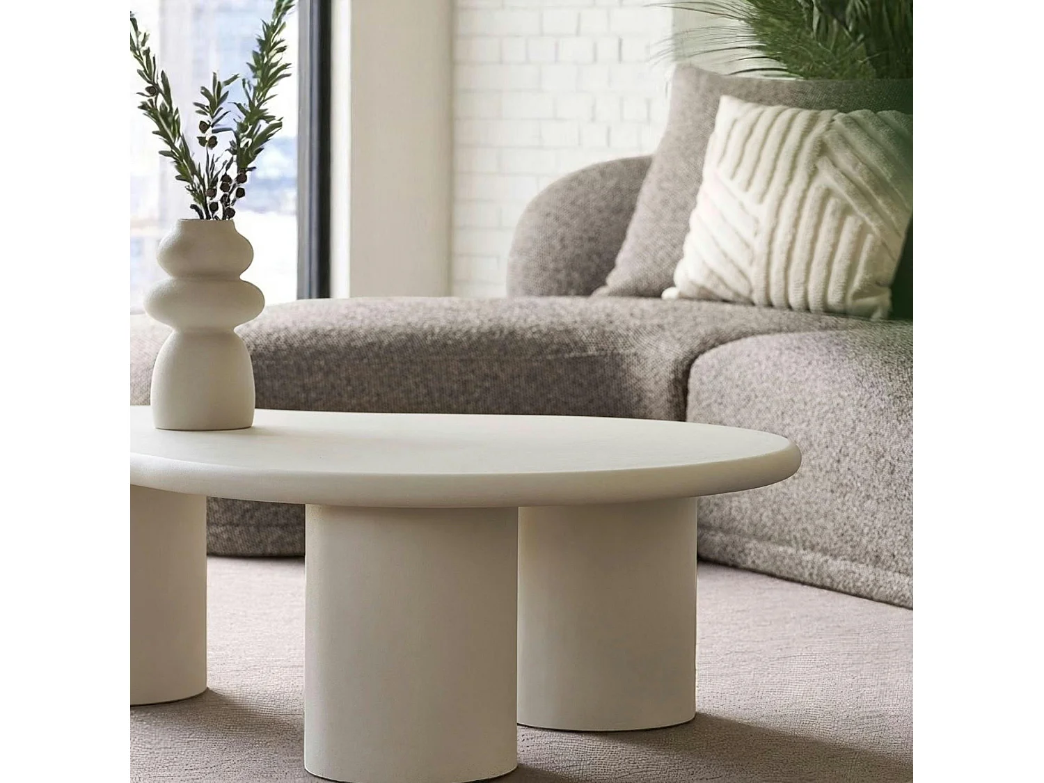 Canapé 4 places arrondi - marron, méridienne gauche BERLIN