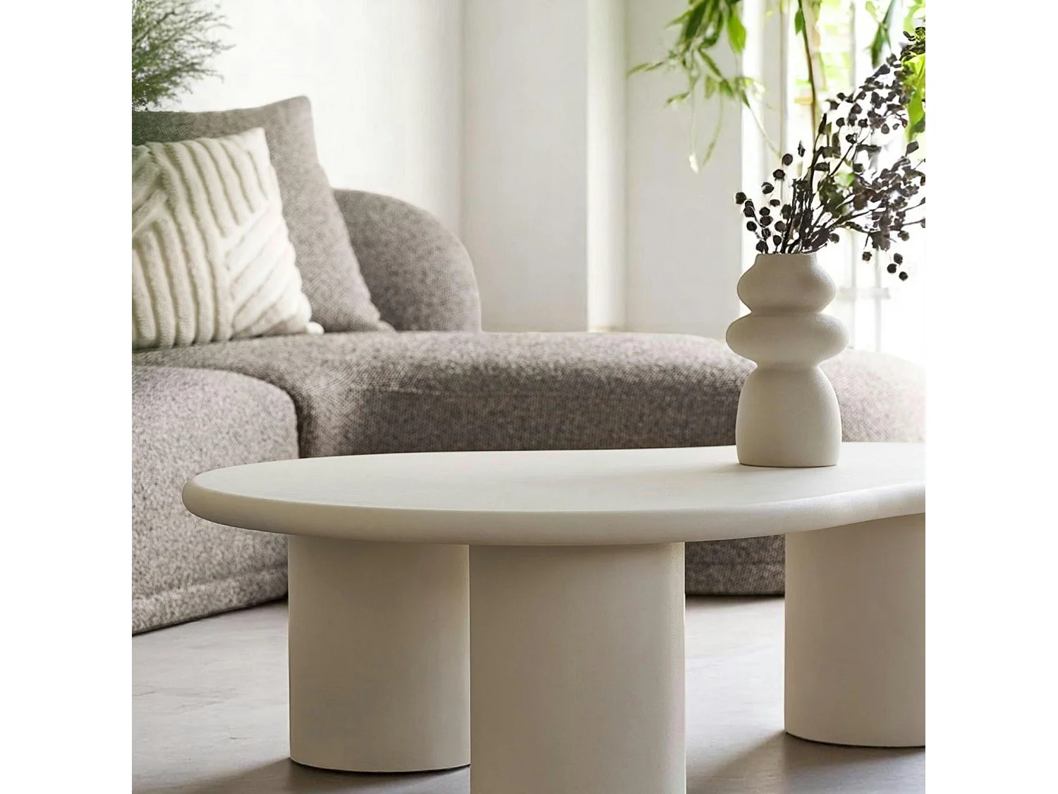 Canapé 4 places arrondi - marron, méridienne droite BERLIN