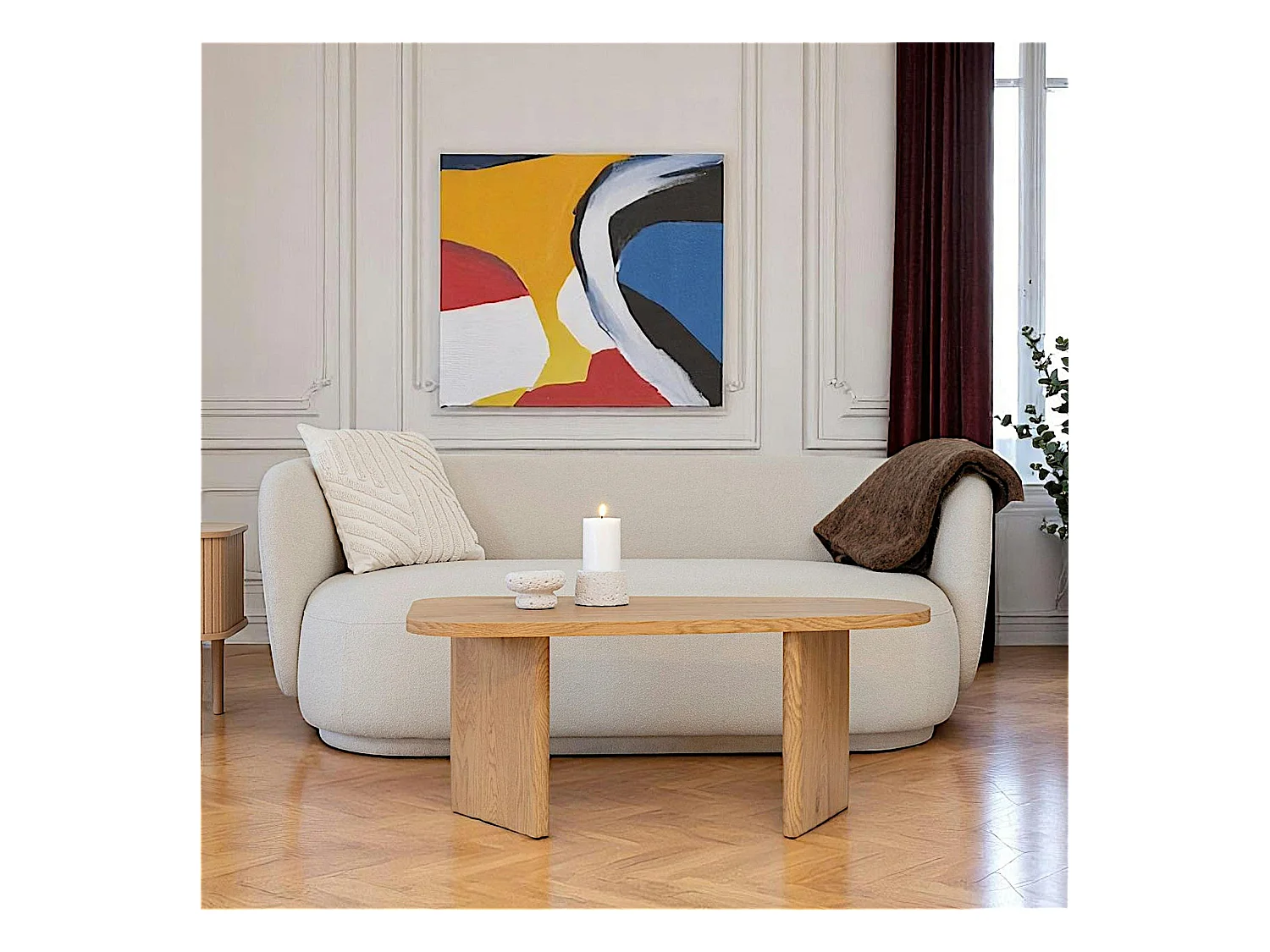 Canapé 2 places 1/2 sable - forme arrondie BERLIN