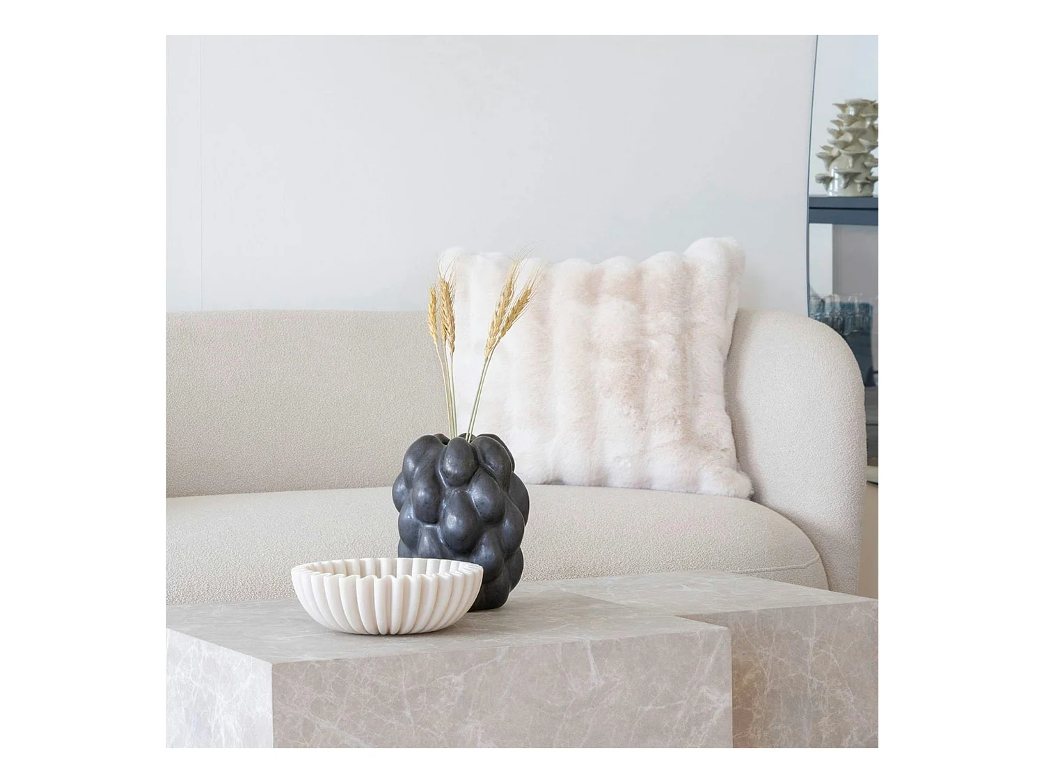 Canapé 2 places 1/2 sable - forme arrondie BERLIN