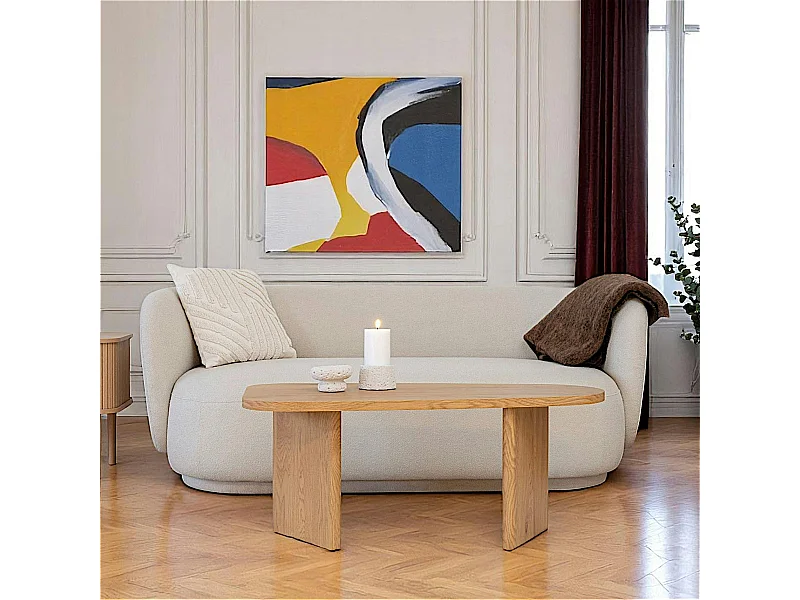 Canapé 2 places 1/2 sable - forme arrondie BERLIN