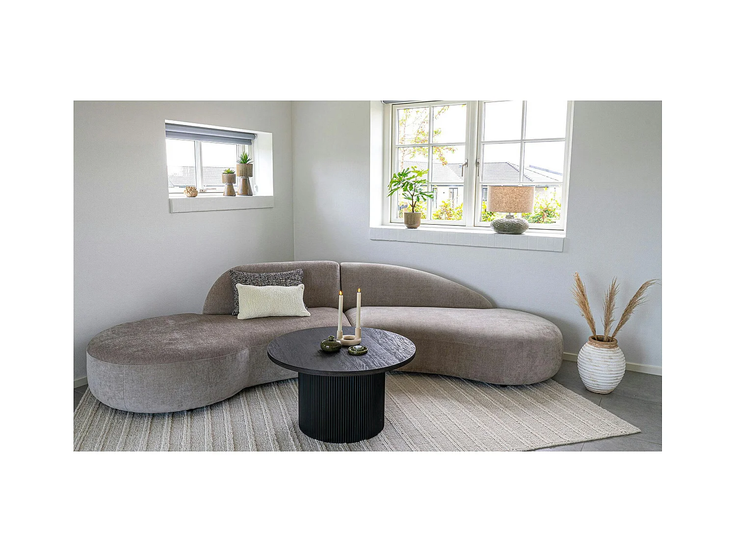 Canapé 4 places design - écru, forme arrondie BERLIN