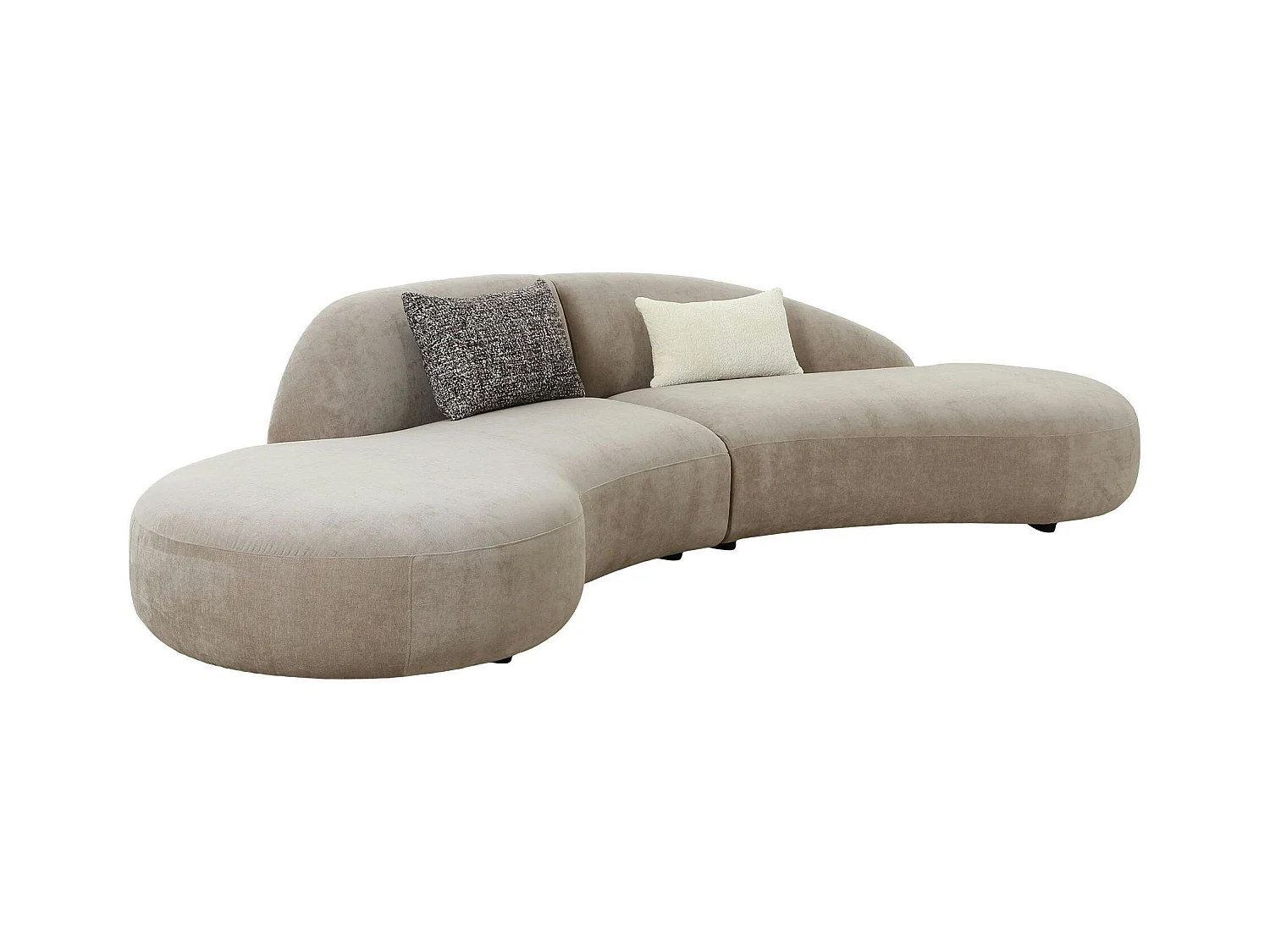 Canapé 4 places design - écru, forme arrondie BERLIN