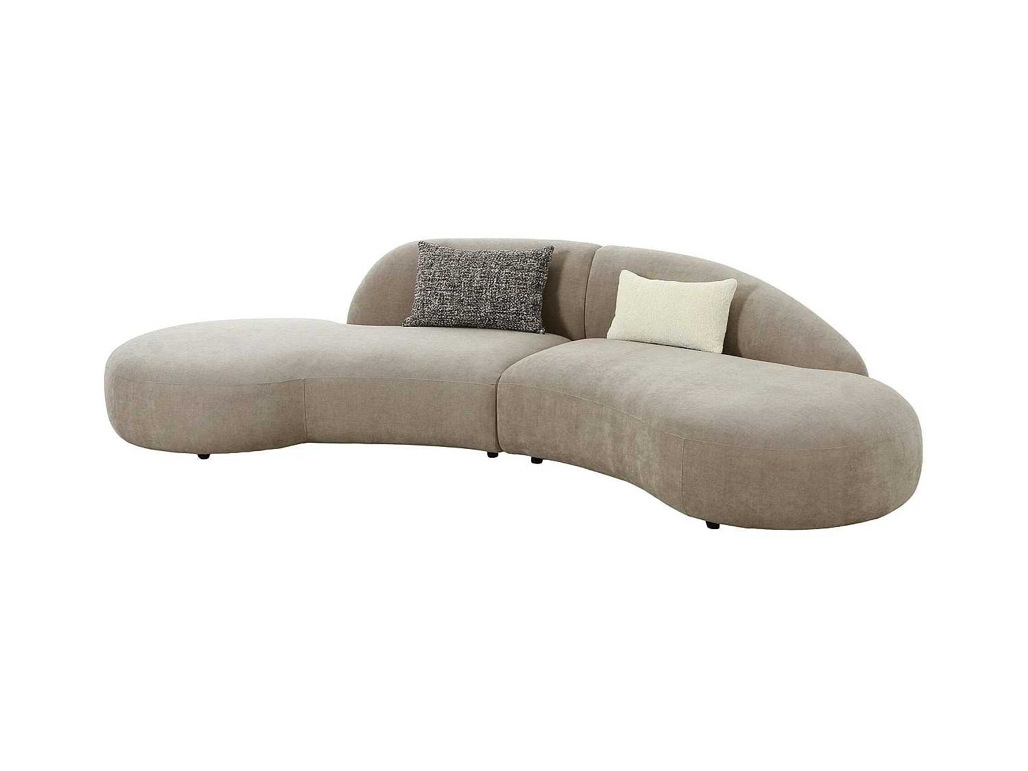 Canapé 4 places design - écru, forme arrondie BERLIN