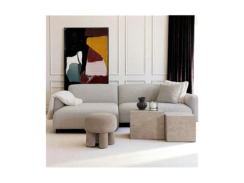 Canapé d'angle gris clair - 4 places, côté gauche BERLIN