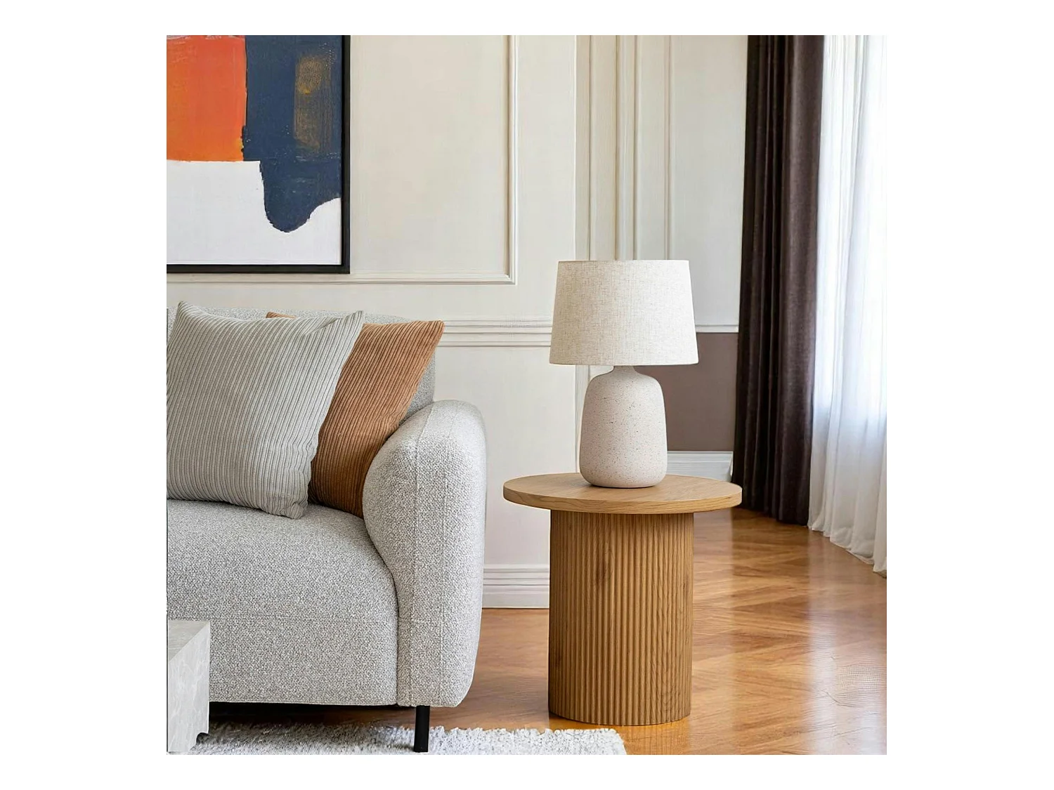 Canapé d'angle gris clair - 4 places, côté gauche BERLIN