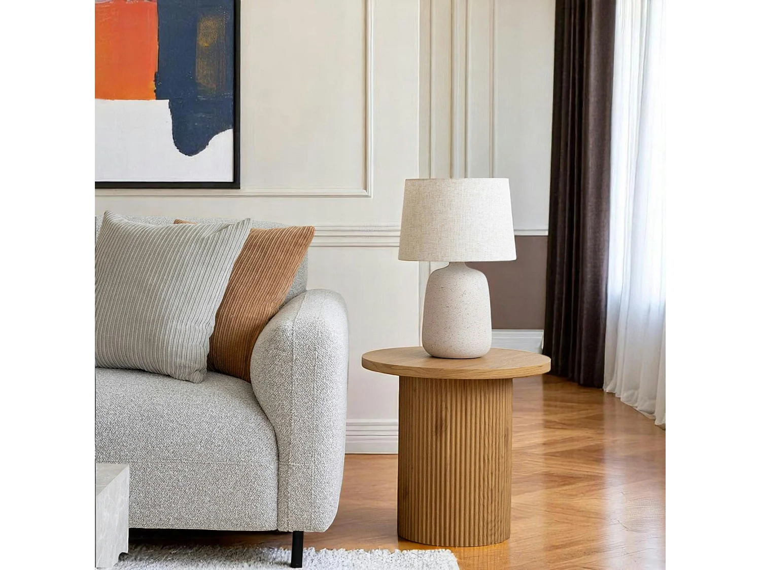 Canapé d'angle gris clair - 4 places, côté gauche BERLIN