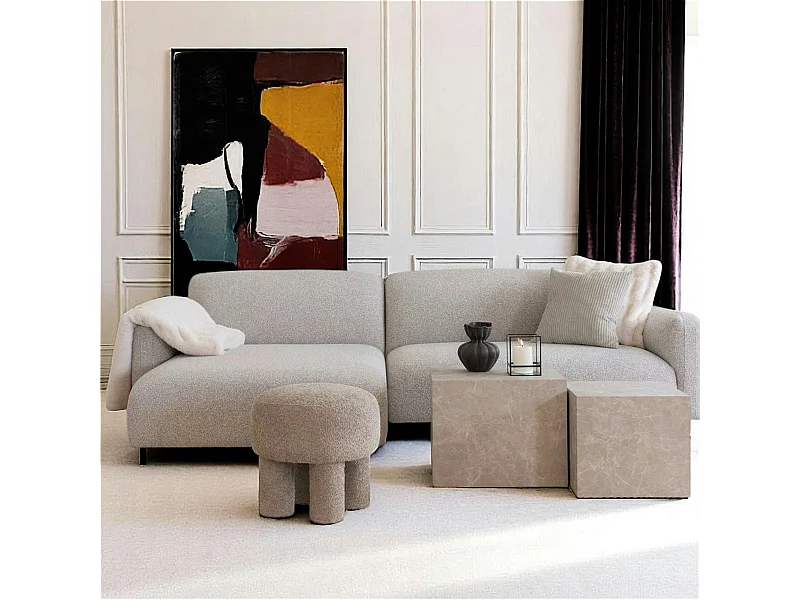 Canapé d'angle gris clair - 4 places, côté gauche BERLIN