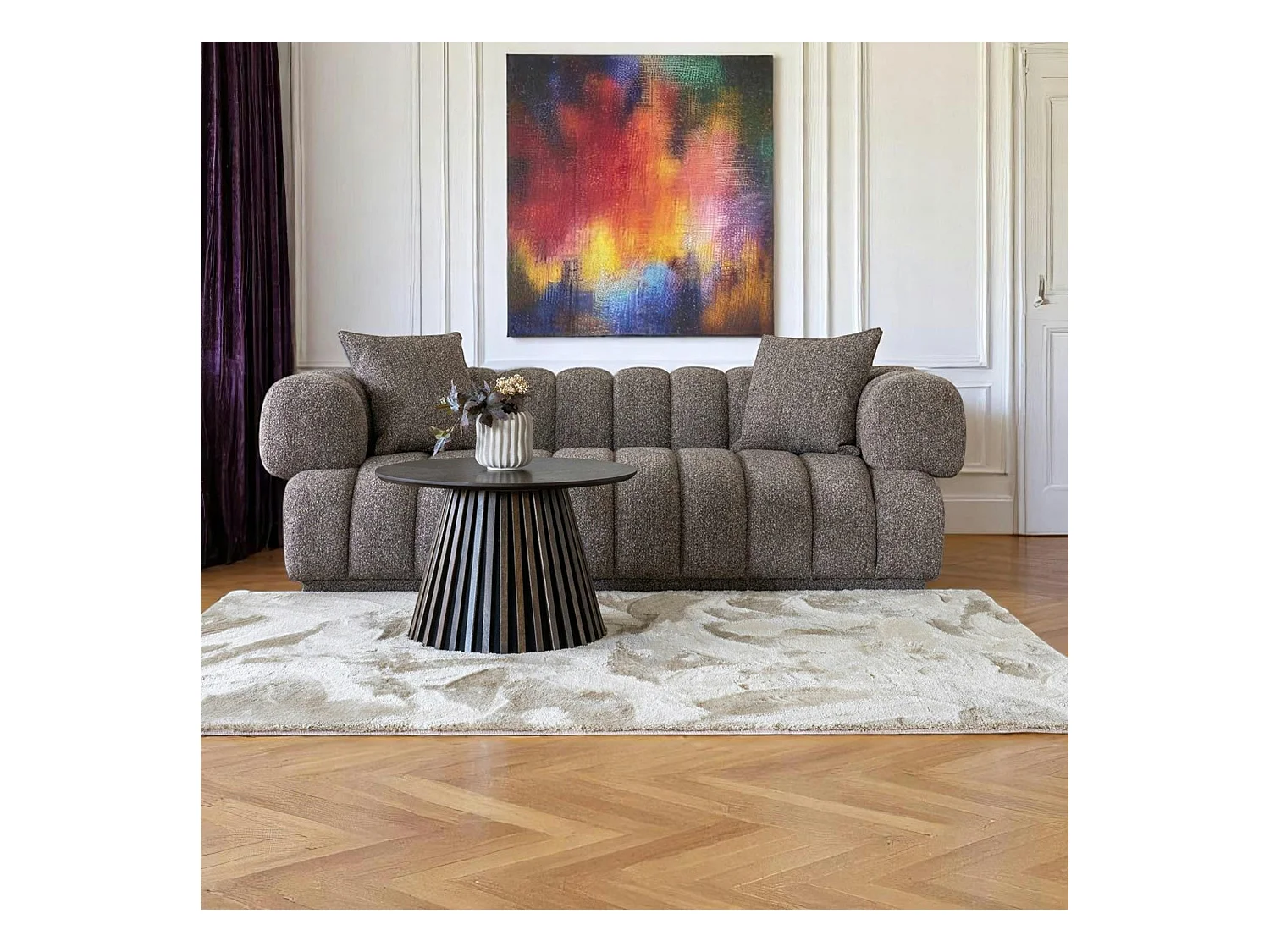 Canapé 3 places marron - forme arrondie BERLIN