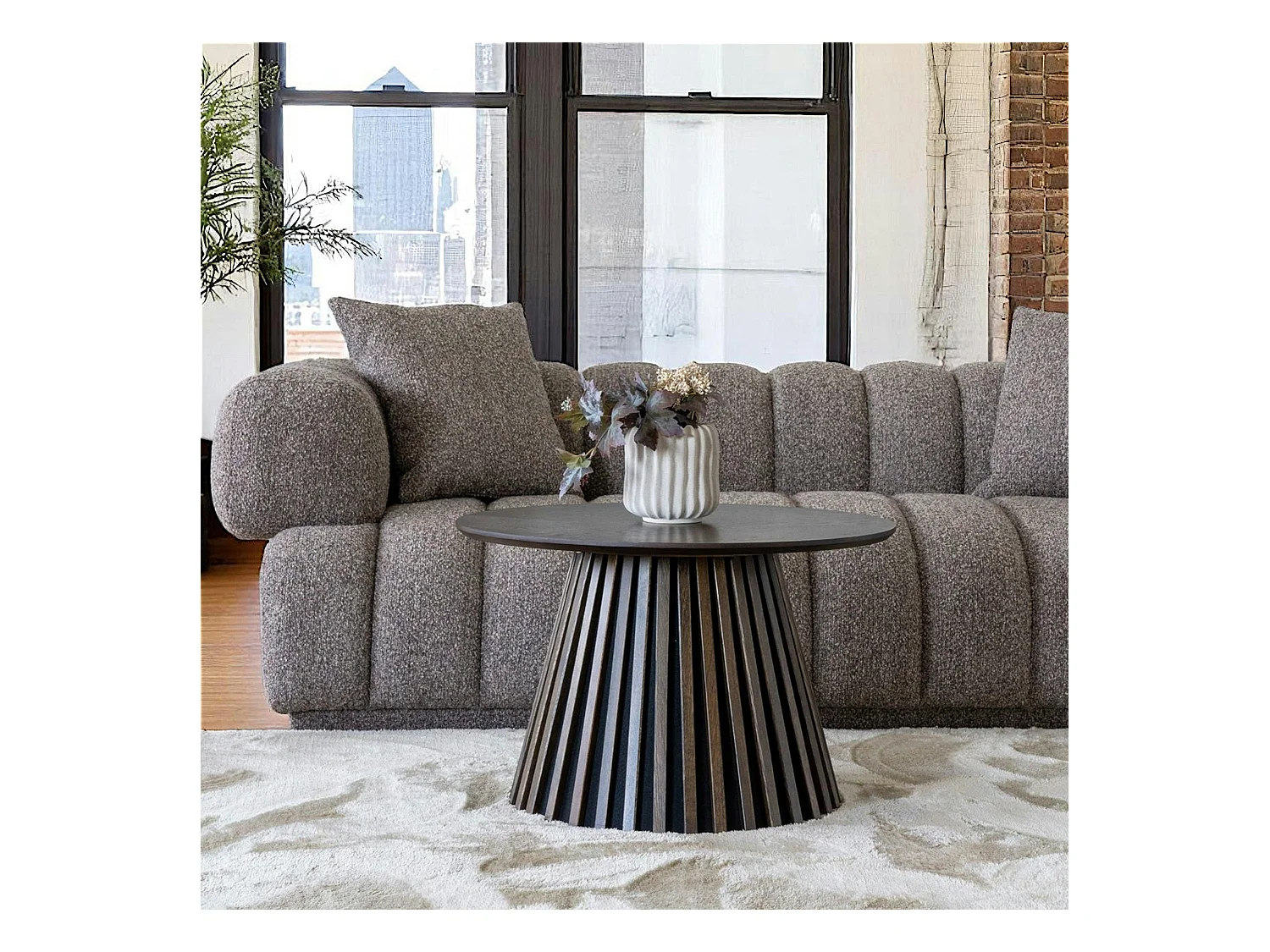 Canapé 3 places marron - forme arrondie BERLIN