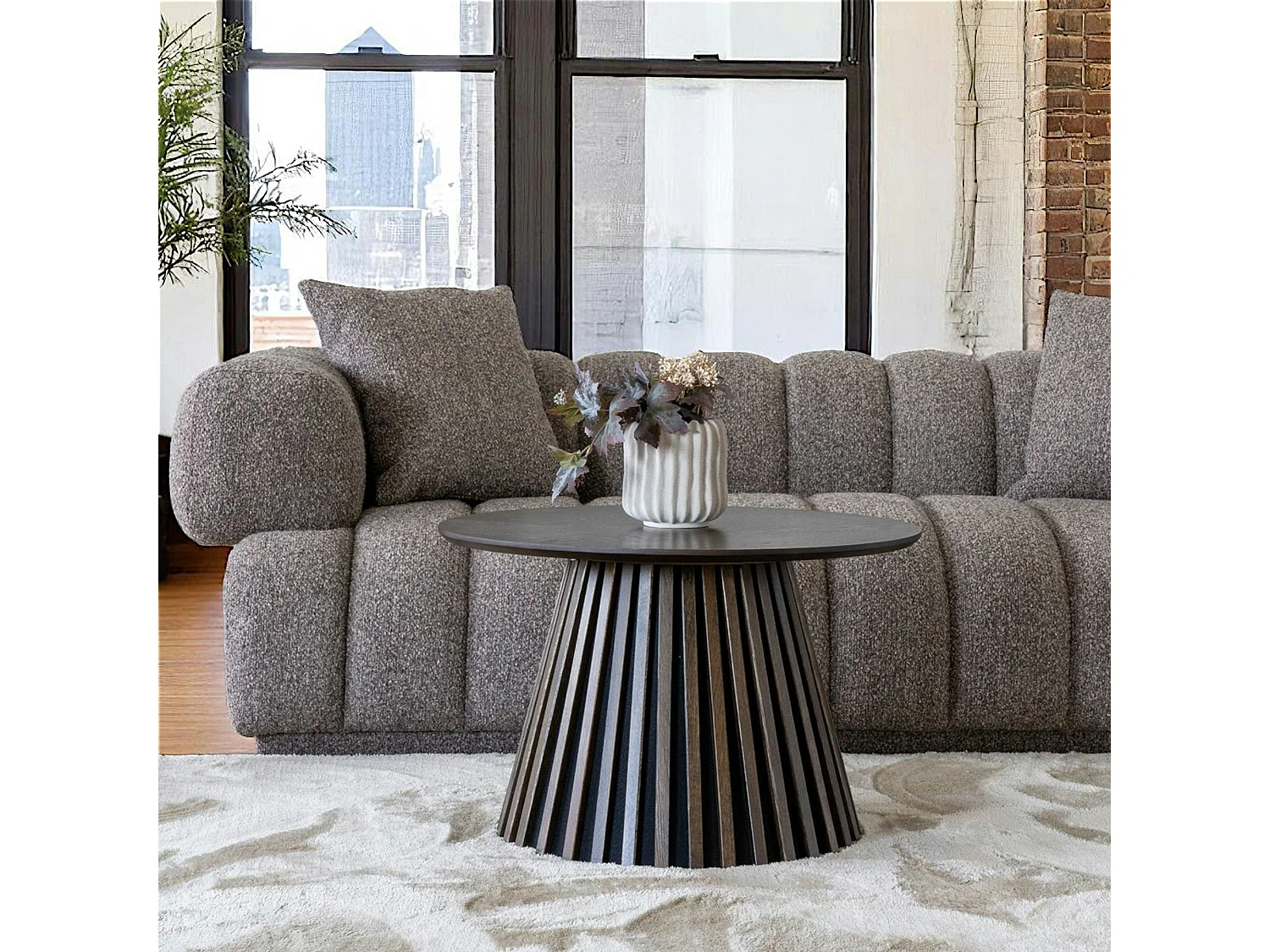 Canapé 3 places marron - forme arrondie BERLIN