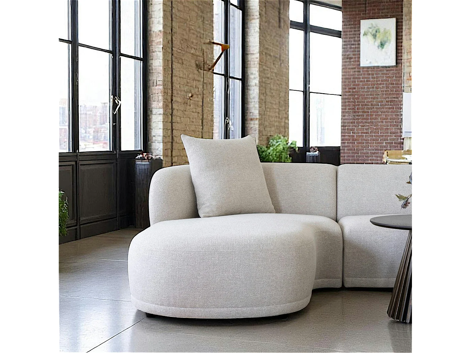 Canapé 4 places arrondi - sable, méridienne gauche BERLIN