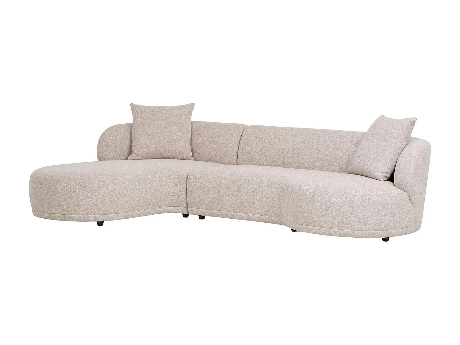 Canapé 4 places arrondi - sable, méridienne gauche BERLIN