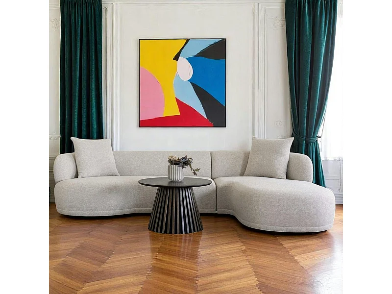 canapé 4 places arrondi - sable, méridienne droite BERLIN