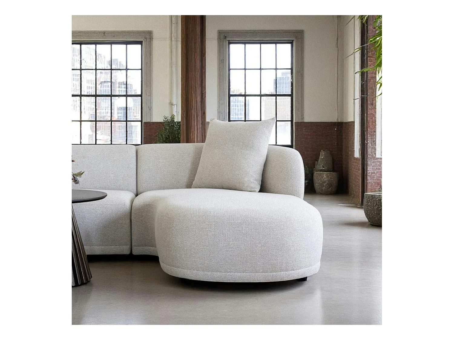 canapé 4 places arrondi - sable, méridienne droite BERLIN