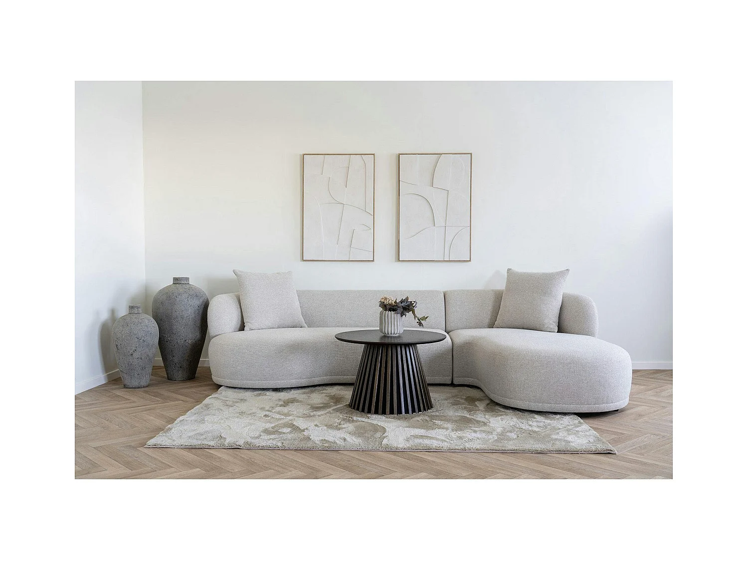 canapé 4 places arrondi - sable, méridienne droite BERLIN