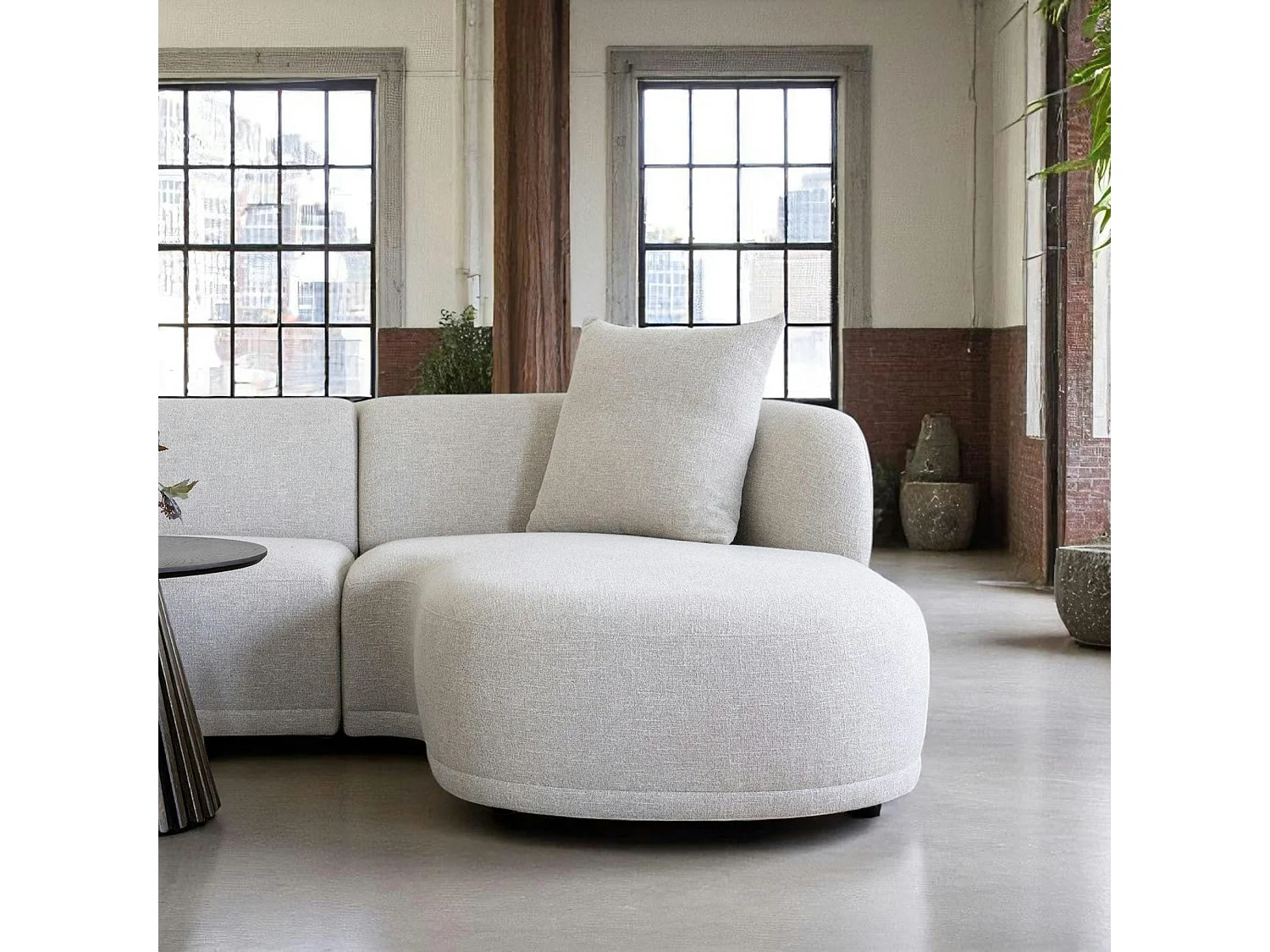 canapé 4 places arrondi - sable, méridienne droite BERLIN