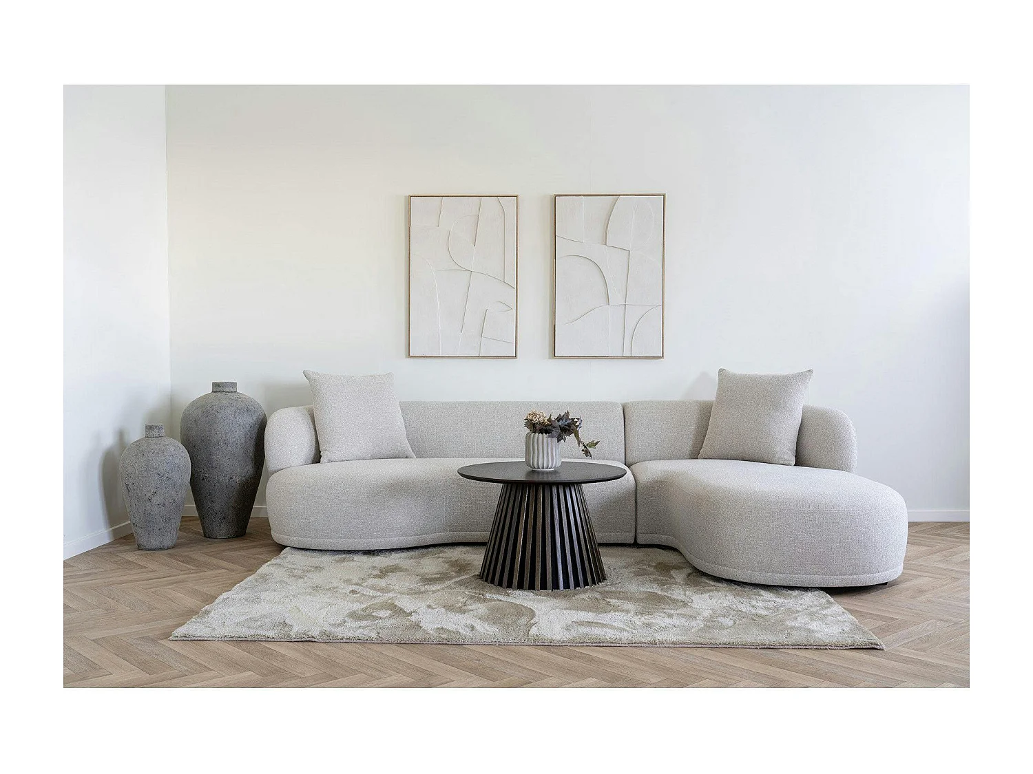 canapé 4 places arrondi - sable, méridienne droite BERLIN