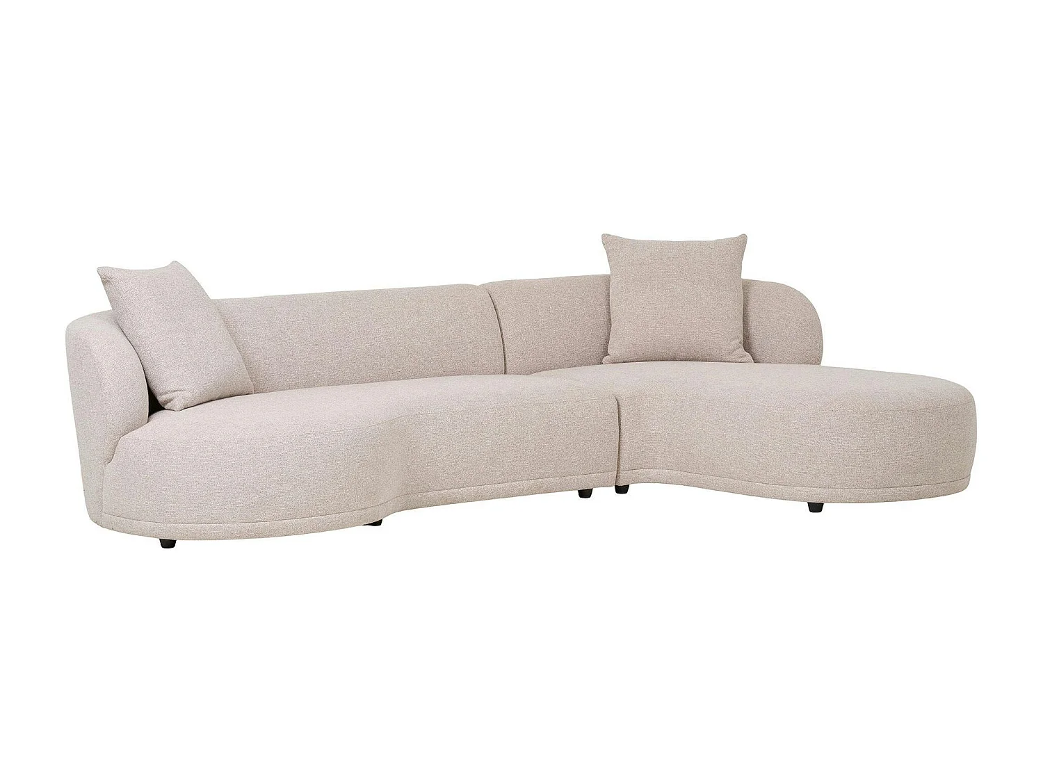 canapé 4 places arrondi - sable, méridienne droite BERLIN