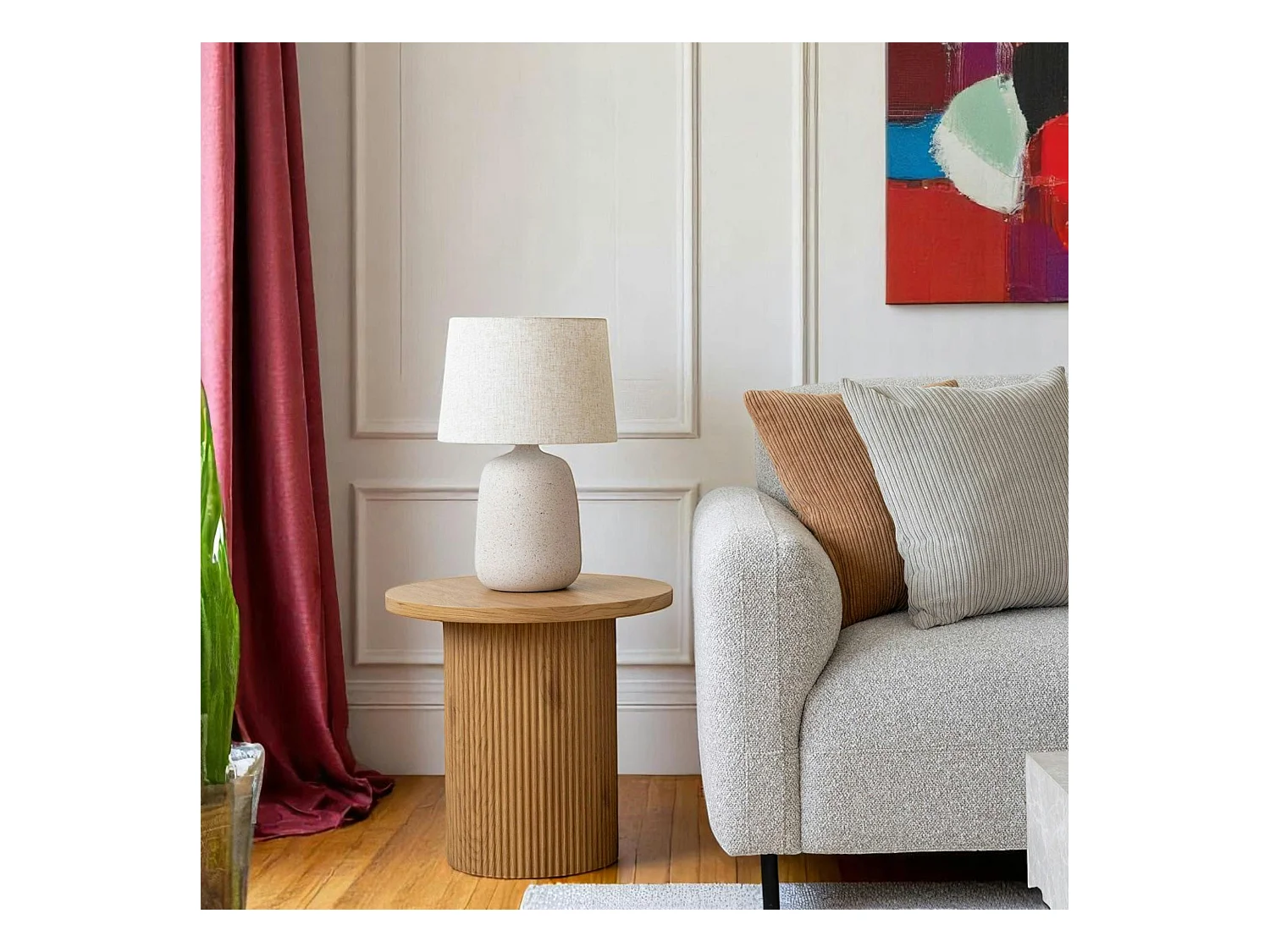 Canapé d'angle gris clair - 4 places, côté droit BERLIN